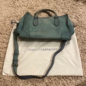 Rebecca Minkoff Large Regan Satchel Light Blue Nubuck Leather Crossbody